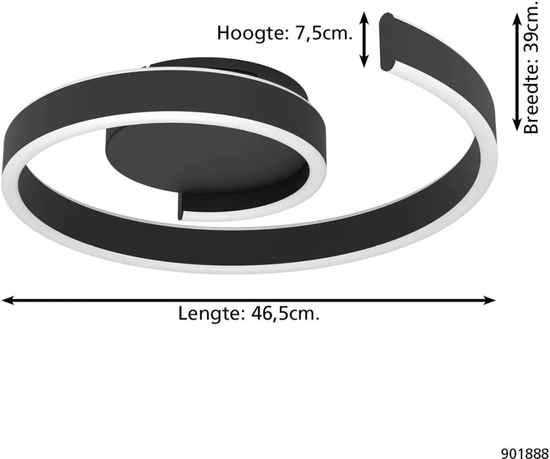 EGLO connect.z Andabaia-Z Smart Plafondlamp 39cm - Zwart/Wit - 3545K