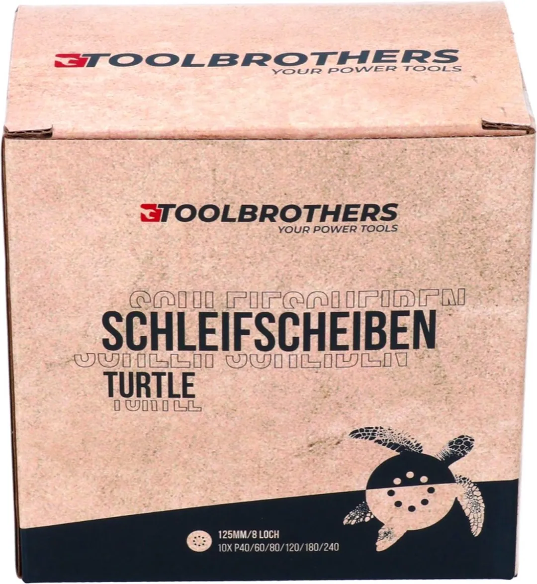 Toolbrothers TURTLE Schuurset 125mm - 6 Korrels (P40-P240) - 60 Stuks - afbeelding 5 van 6