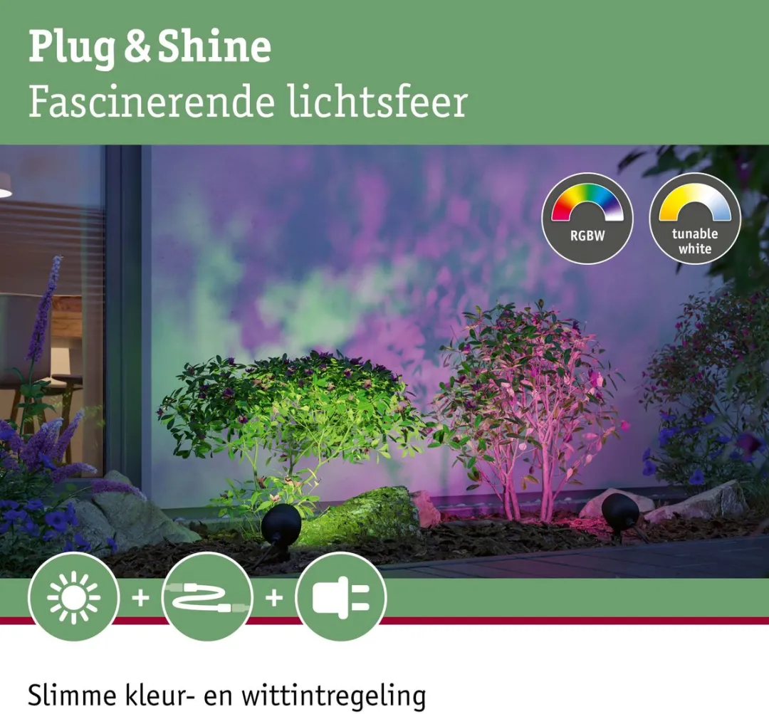 Paulmann Plug & Shine LED Tuinspot Kikolo Zigbee 3.0 RGBW+ 6,2W Antraciet - afbeelding 6 van 6