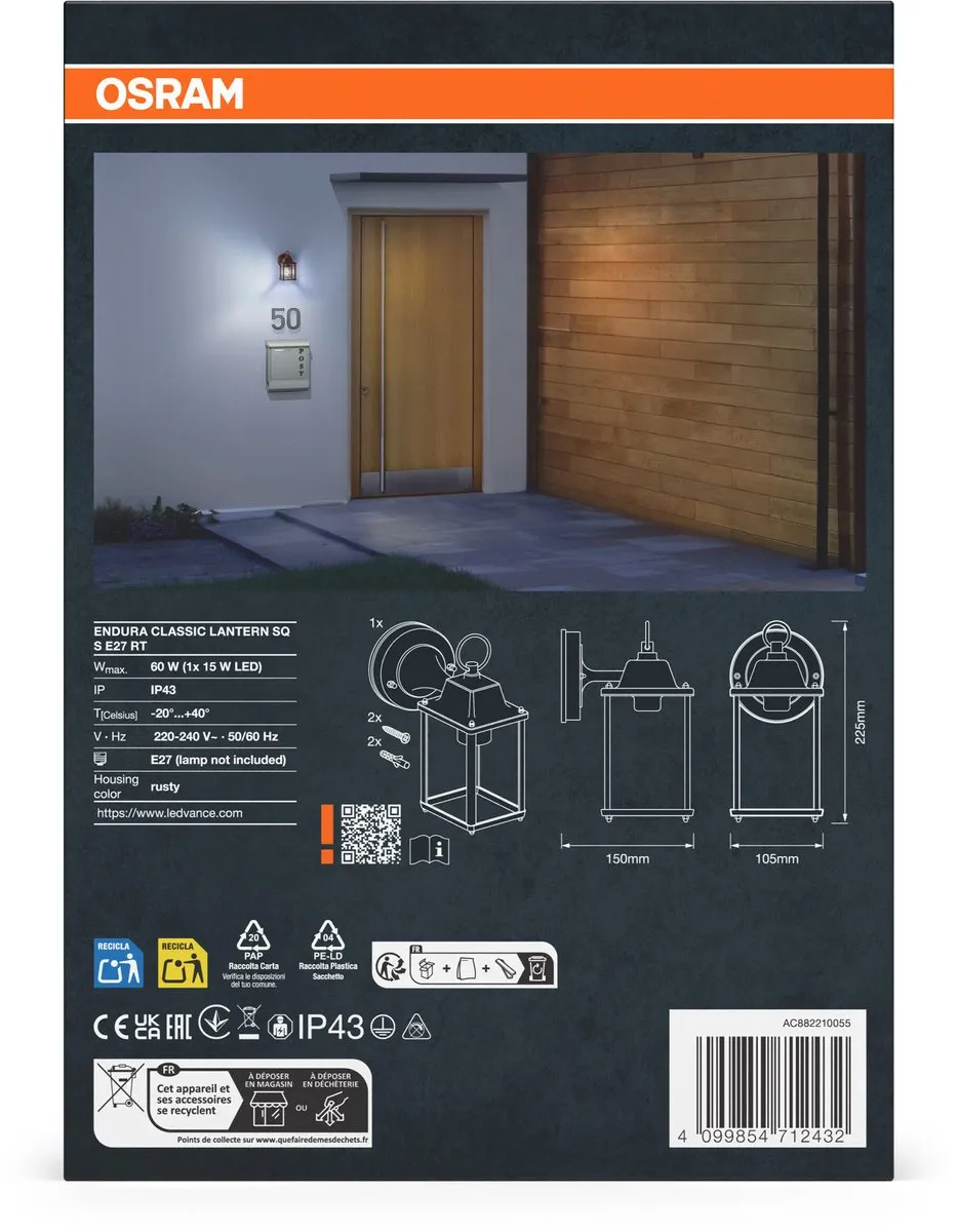 Osram Endura Classic Lantern Square S E27 - Rust