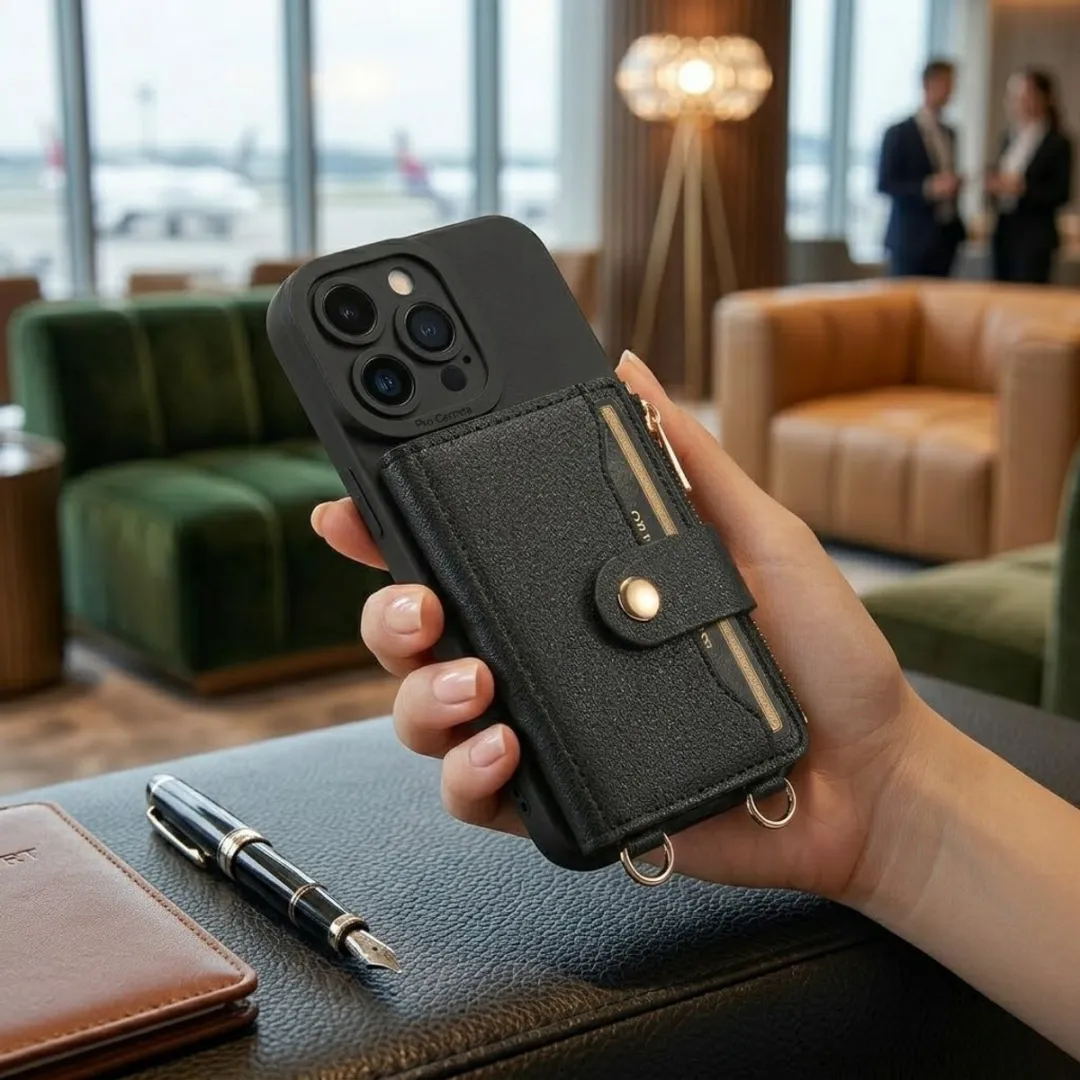 NUVEX iPhone 16 Pro Max Hoesje met Portemonnee - Zwart