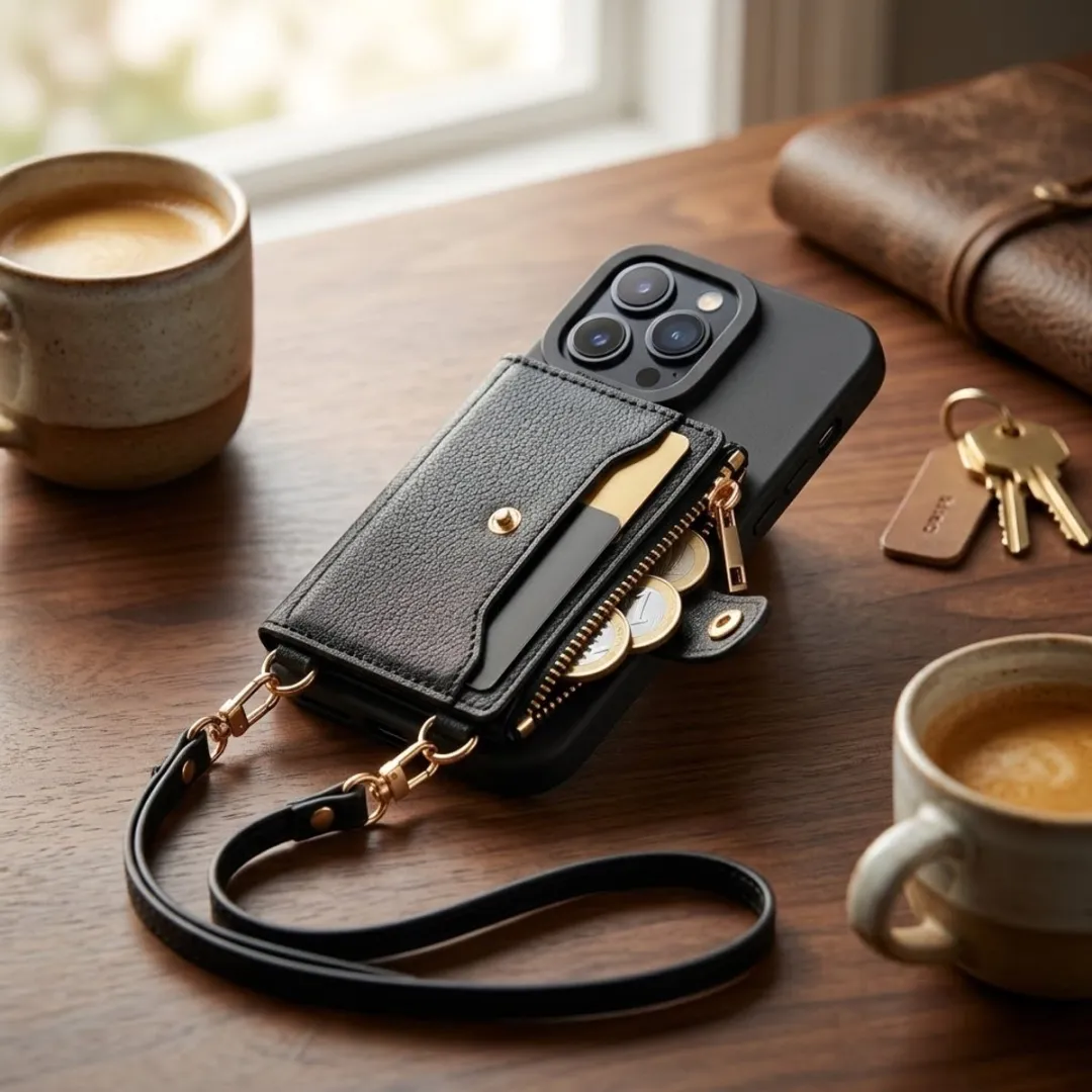 NUVEX iPhone 16 Pro Max Hoesje met Portemonnee - Zwart