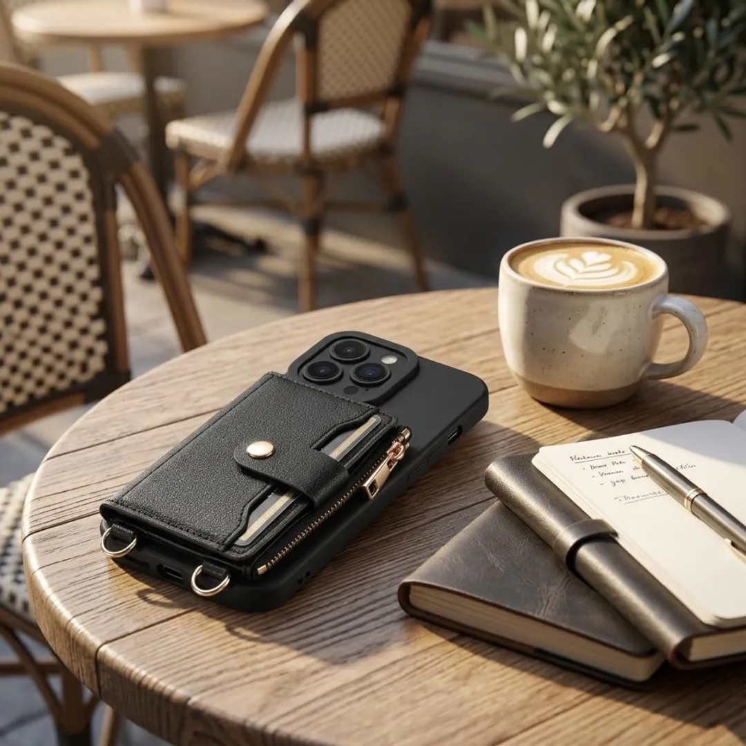 NUVEX iPhone 16 Pro Max Hoesje met Portemonnee - Zwart