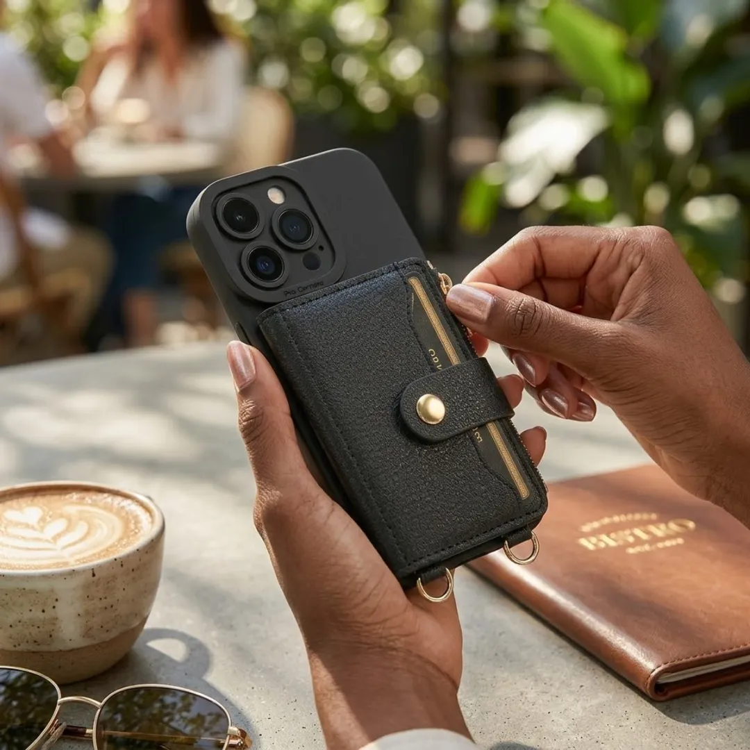NUVEX iPhone 16 Pro Max Hoesje met Portemonnee - Zwart