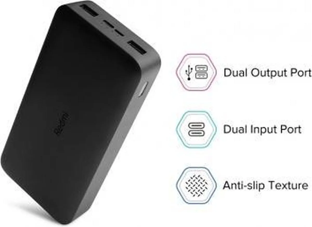 Xiaomi Redmi Powerbank 20000mAh VXN4304GL - 18W - 3x USB - Zwart