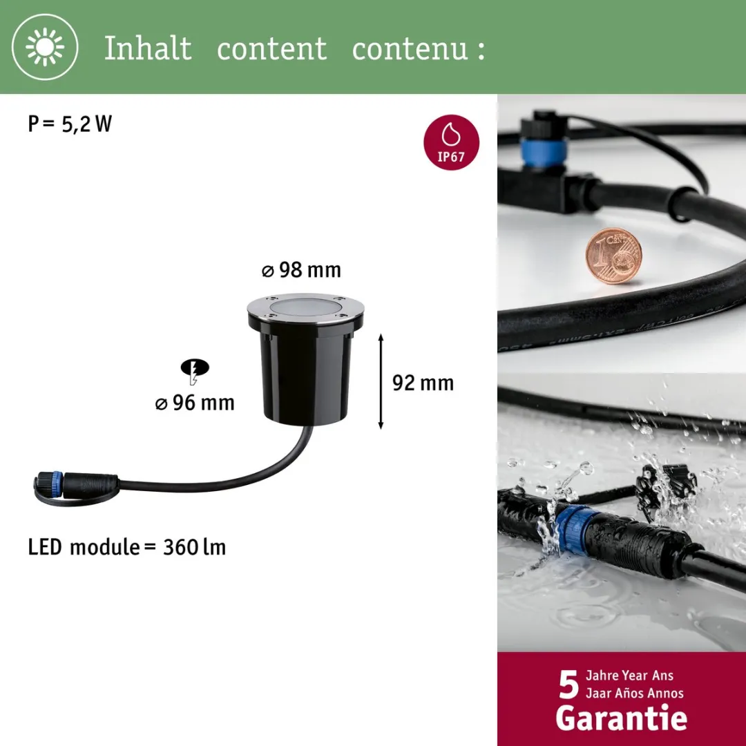 Paulmann Plug & Shine LED Grondinbouwlamp Zigbee 4,6W - Zwart