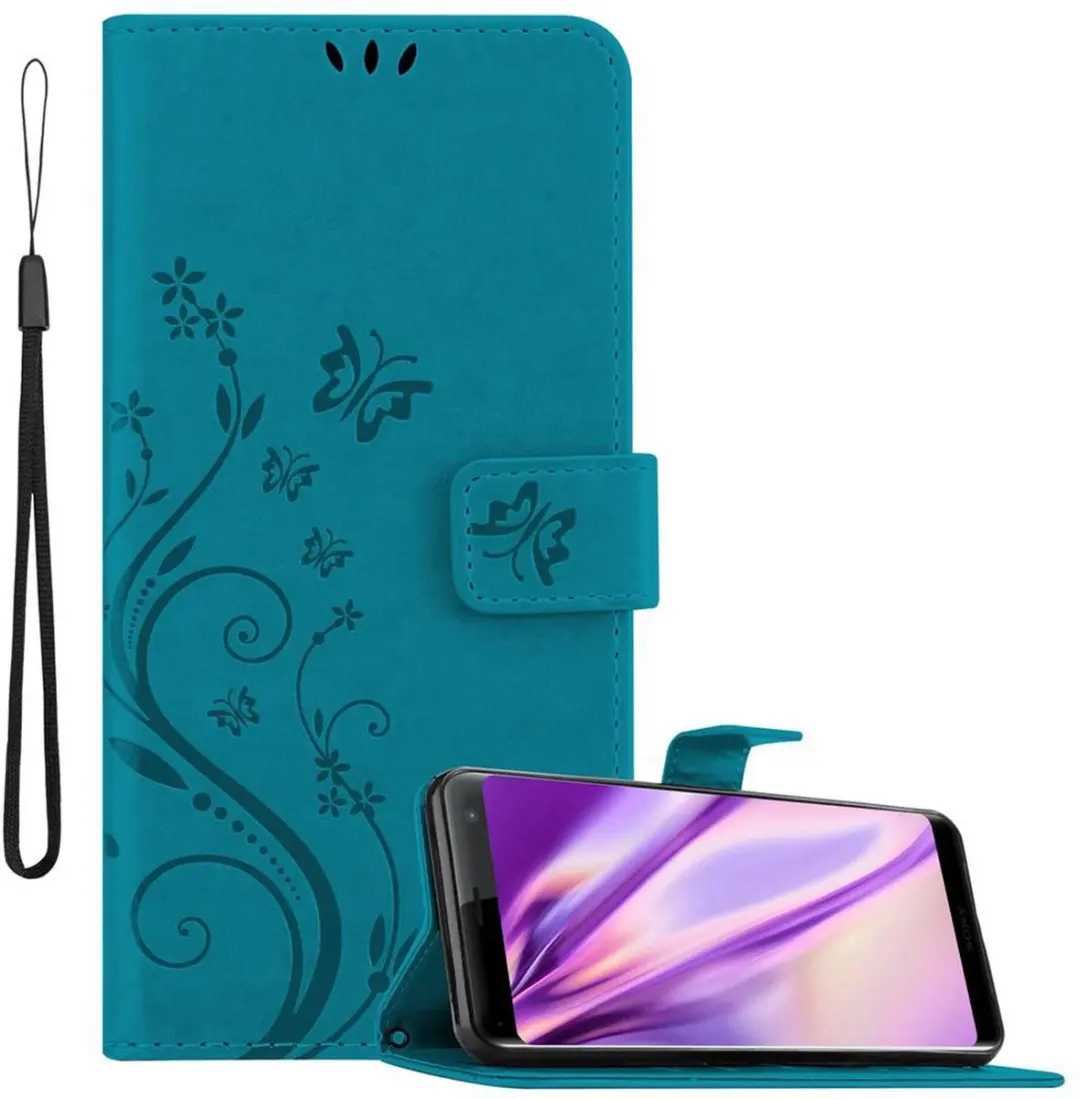Cadorabo Hoesje geschikt voor Sony Xperia XZ3 in BLOEMEN BLAUW