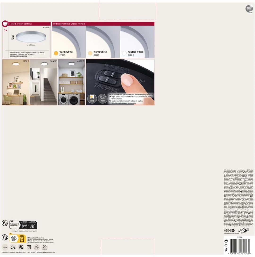 Paulmann LED-paneel Abia 2 White Select 16W 1400lm - Chroom mat - afbeelding 6 van 6