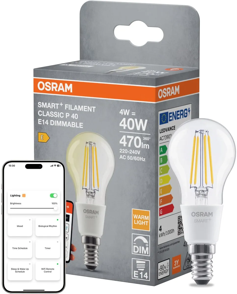 Osram SMART+ P40 E14 LED Kaarslamp 4W - Mat - 2700K - App/dimbaar