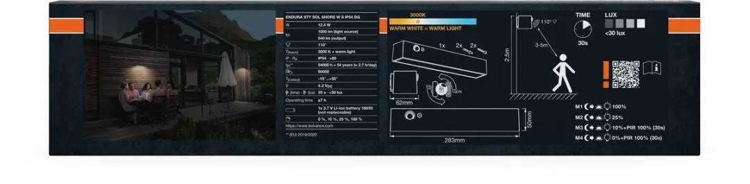Osram Endura Style Solar Wandlamp Shore 12,4W - Donkergrijs - afbeelding 6 van 6