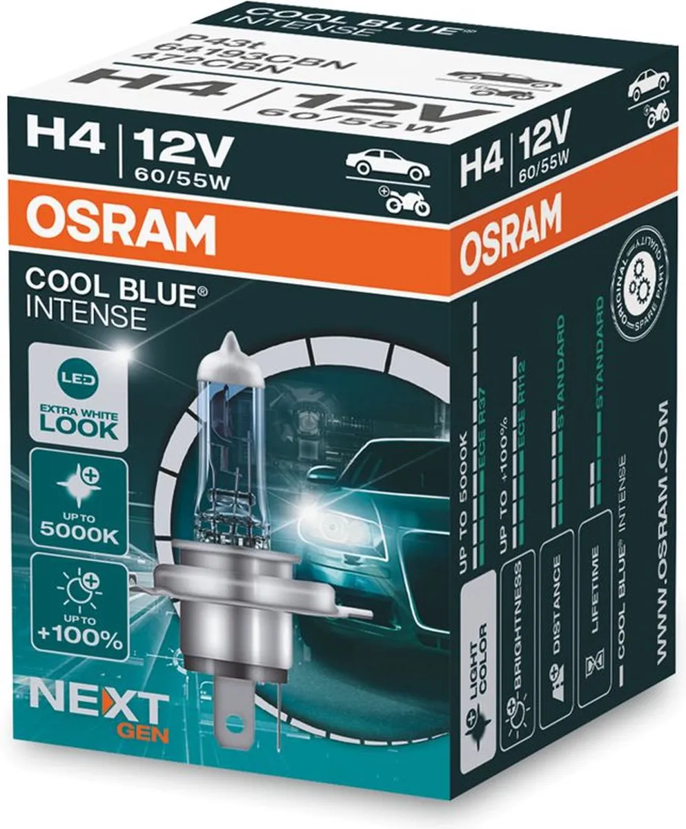 Osram Halogeenlamp H4 60/55W Cool Blue Intense 5000K - afbeelding 6 van 6
