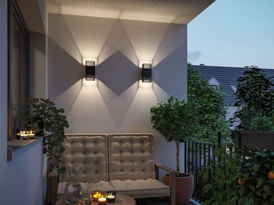 Paulmann LED Wandlamp Tharin IP44 2x3,7W - Zwart - afbeelding 6 van 6