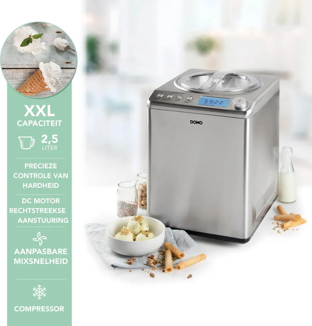 Domo DO9232I IJsmachine - 2,5L - RVS