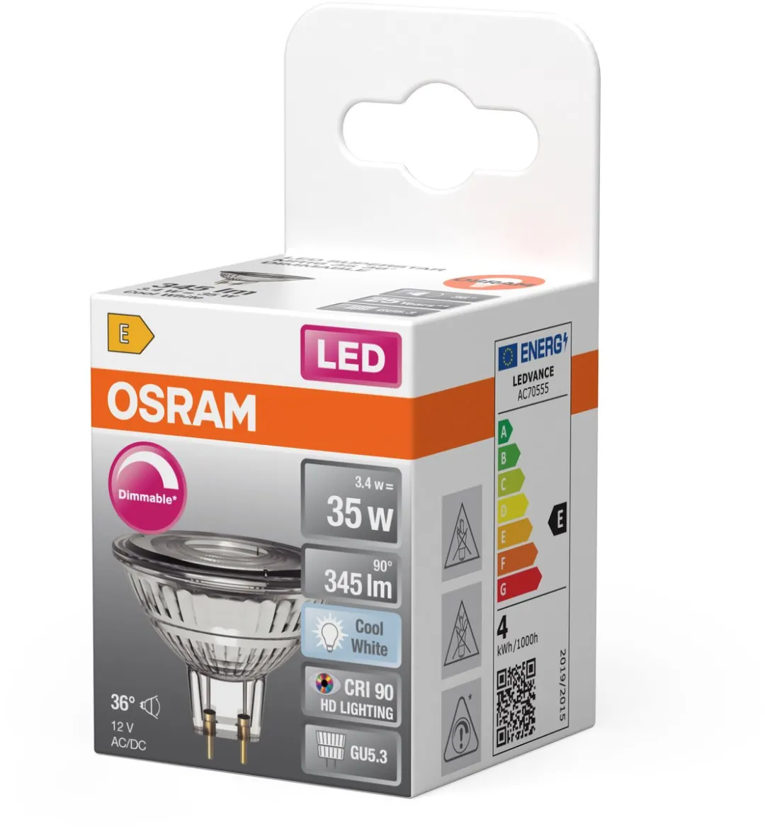 Osram LED Spot Reflector Superstar MR16 35 - 3,4W - 345lm - 36° - Koel wit