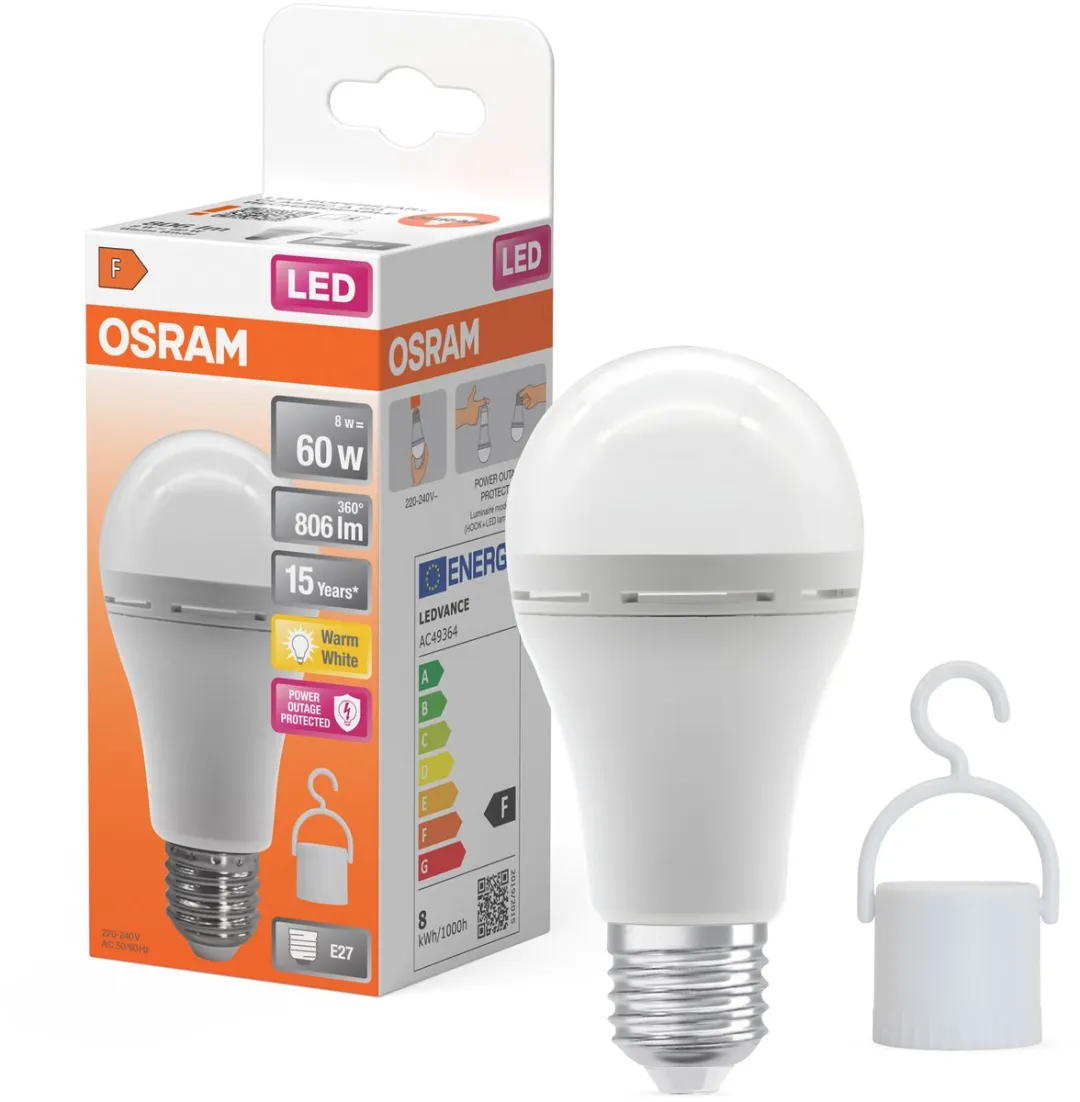 Osram LED Classic Rechargeable 8W E27 - 8W 15.000 Branduren - Mat