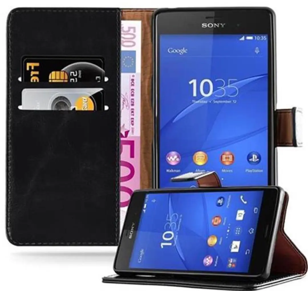 Cadorabo Hoesje geschikt voor Sony Xperia Z3 in ZWART GRAFIET