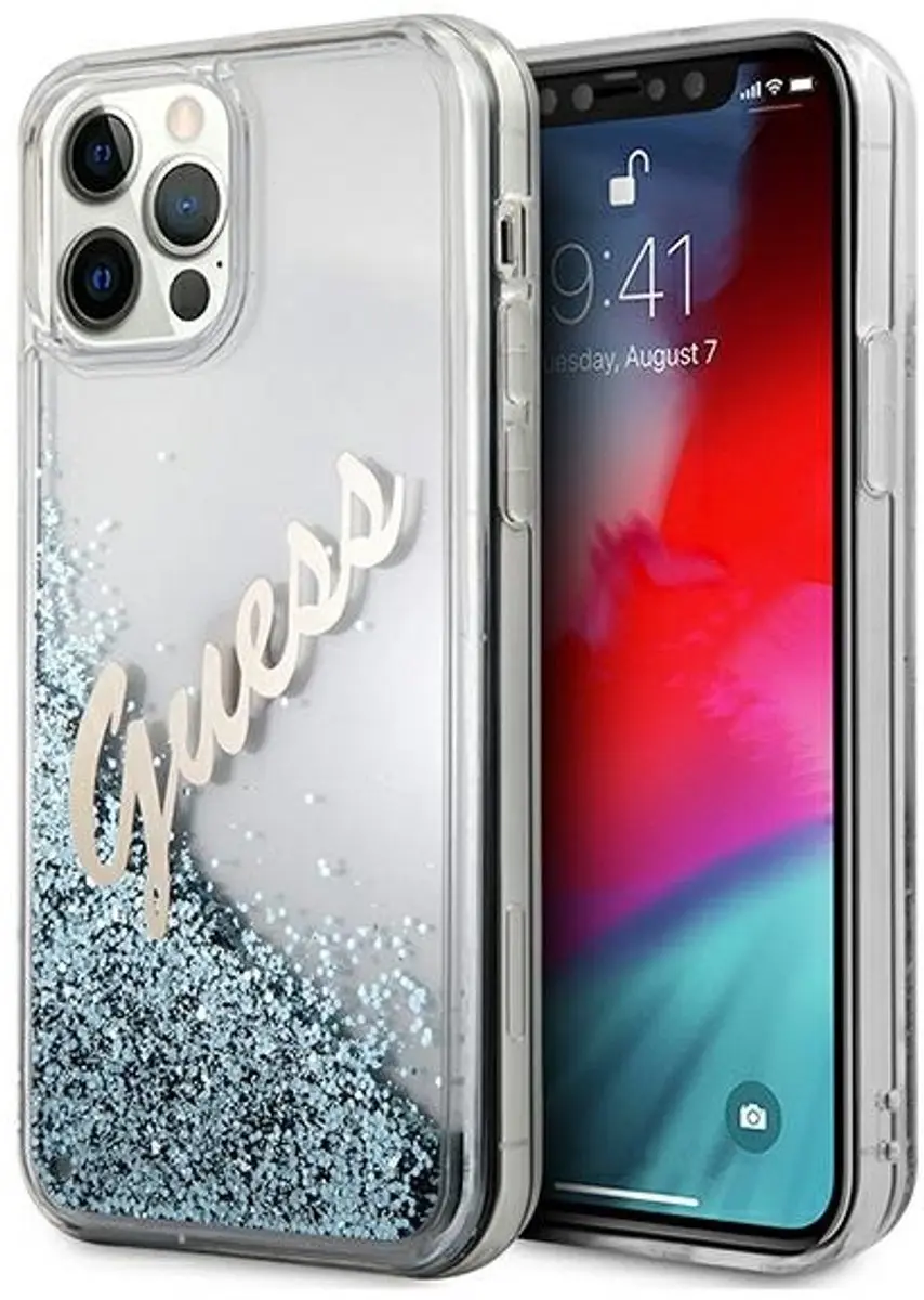 Guess Liquid Glitter Script Hardcase iPhone 12 Pro Max
