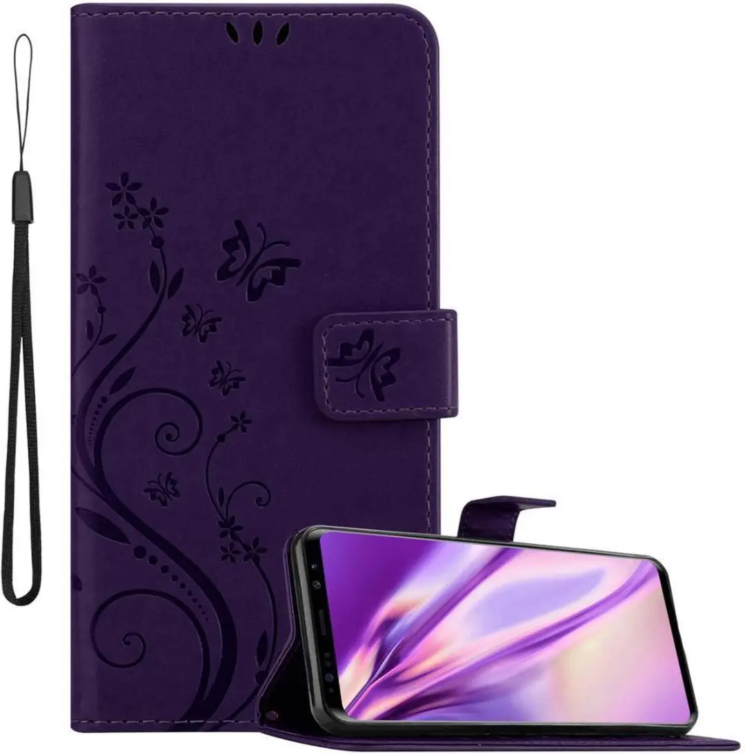Cadorabo Hoesje geschikt voor Samsung Galaxy S9 PLUS in BLOEMEN DONKER PAARS