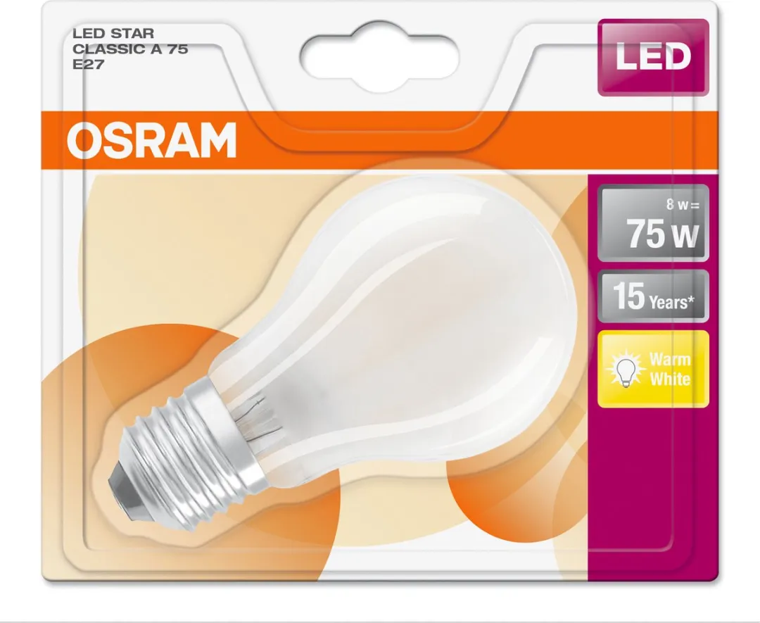 Osram LED-lamp E27 8W Warmwit Mat