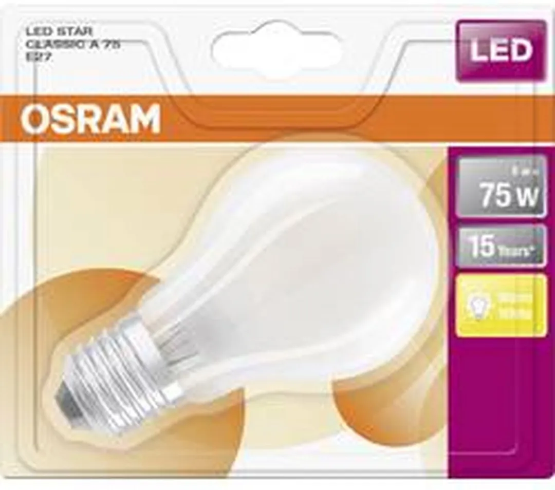 Osram LED-lamp E27 8W Warmwit Mat - 2700K - afbeelding 5 van 6