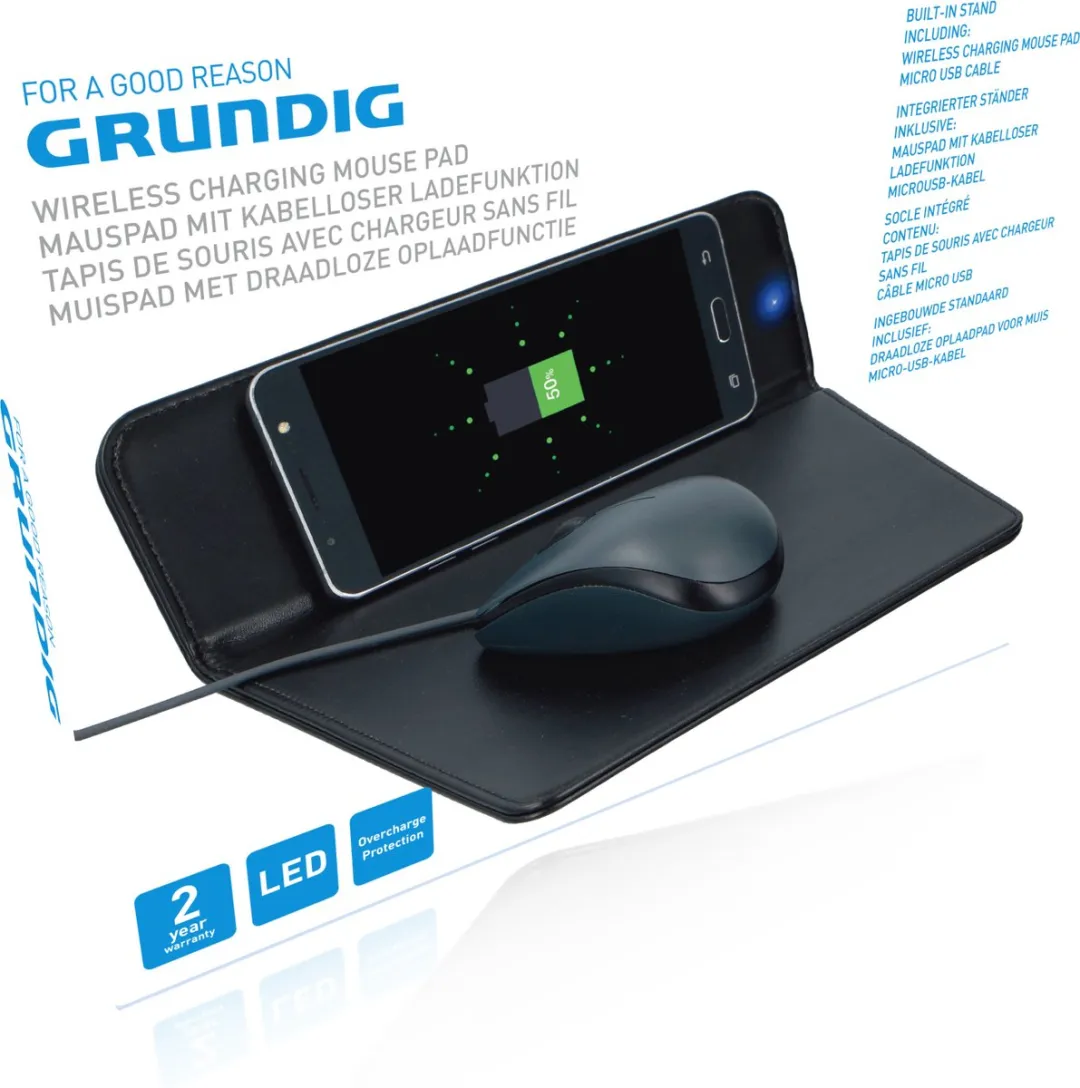 Grundig Draadloos Oplaadbaar Mousepad 3-in-1 - Zwart - afbeelding 6 van 6