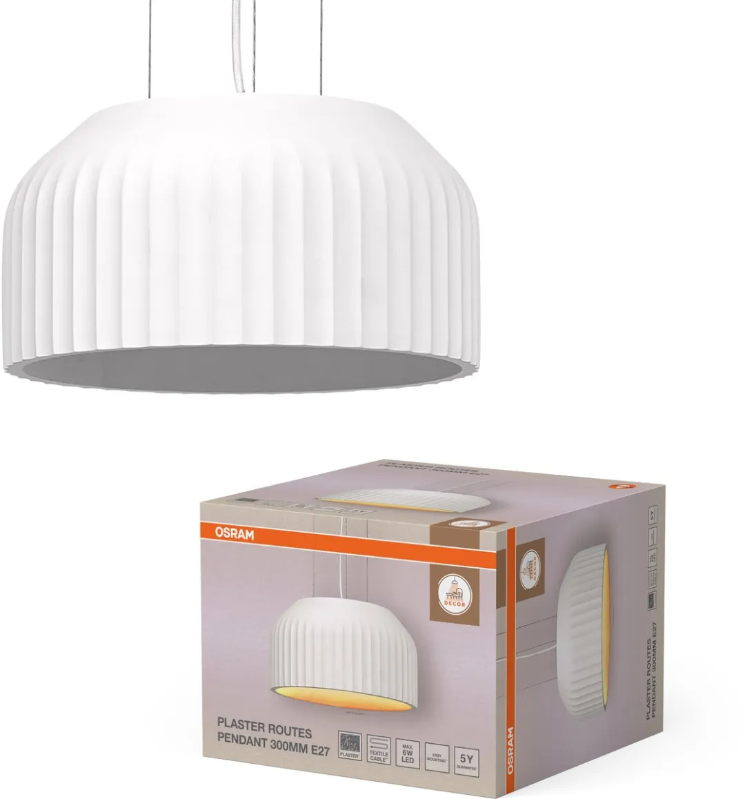 Osram Decor Plaster Routes Hanglamp 300mm - E27 - Wit