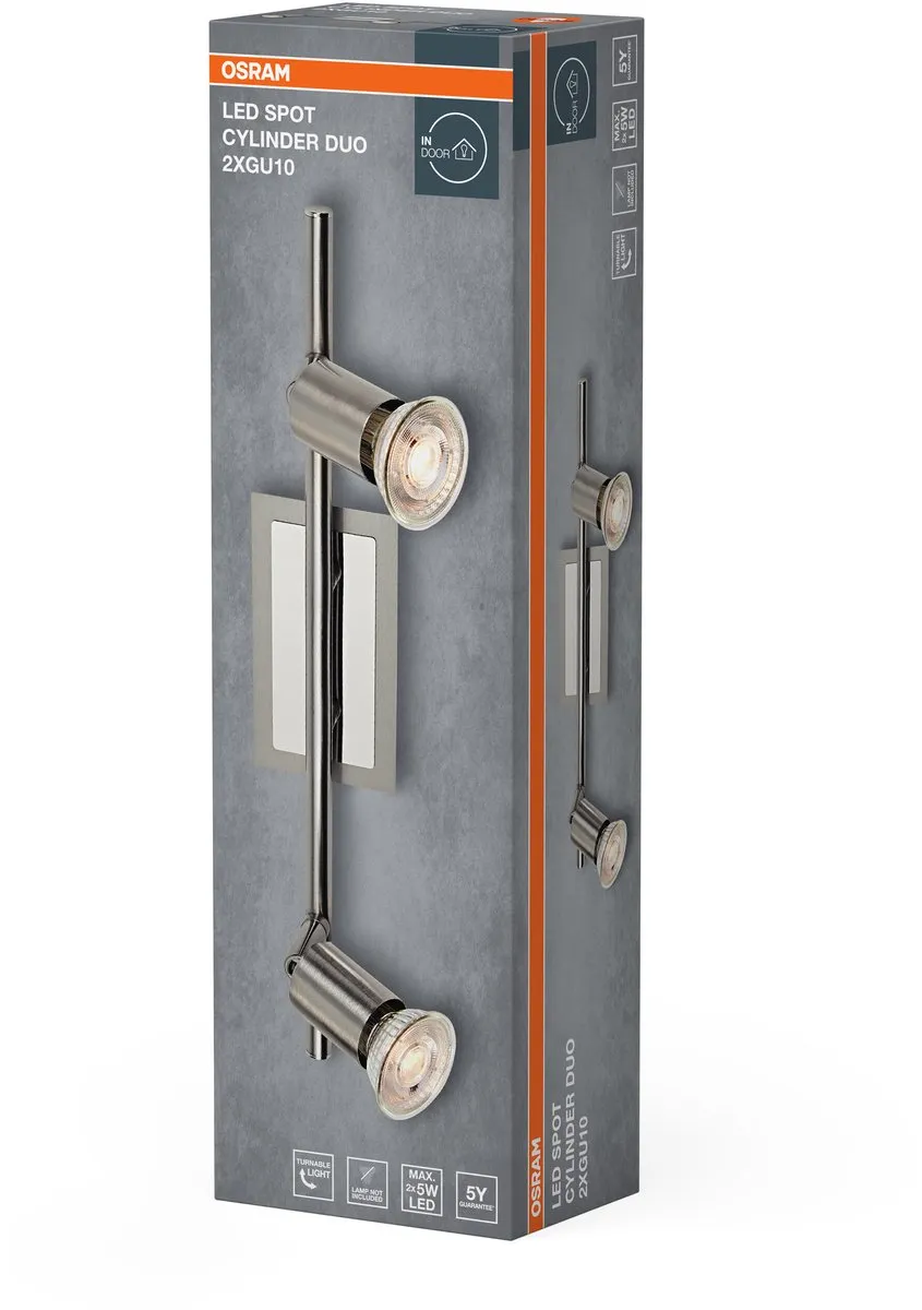 Osram LED Spot Cylinder Duo 2xGU10 - Geborsteld nikkel/chroom