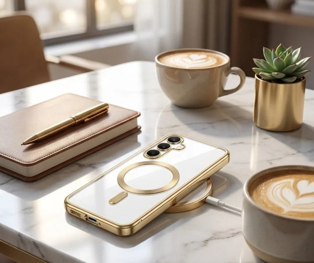 NUVEX Transparant Goudkleurig Hoesje Samsung Galaxy S25 MagSafe