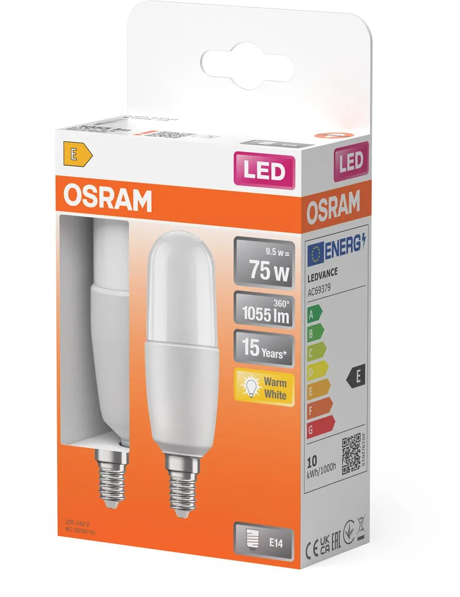 Osram LED Classic Stick 9,5W 827 - 2700K Mat - 2 Stuks