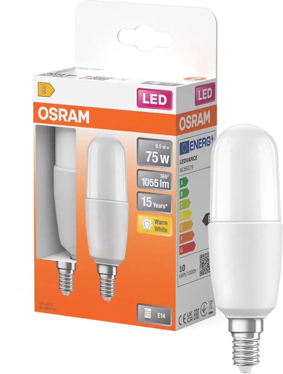 Osram LED Classic Stick 9,5W 827 - 2700K Mat - 2 Stuks