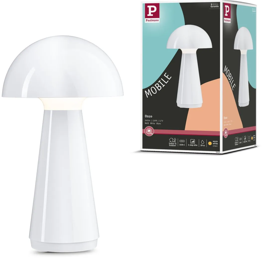 Paulmann Acculamp Onzo IP44 - 2700K - 16cm Wit