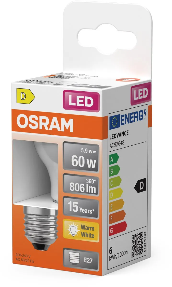 Osram LED-lamp E27 5.5W Warmwit - 2700K