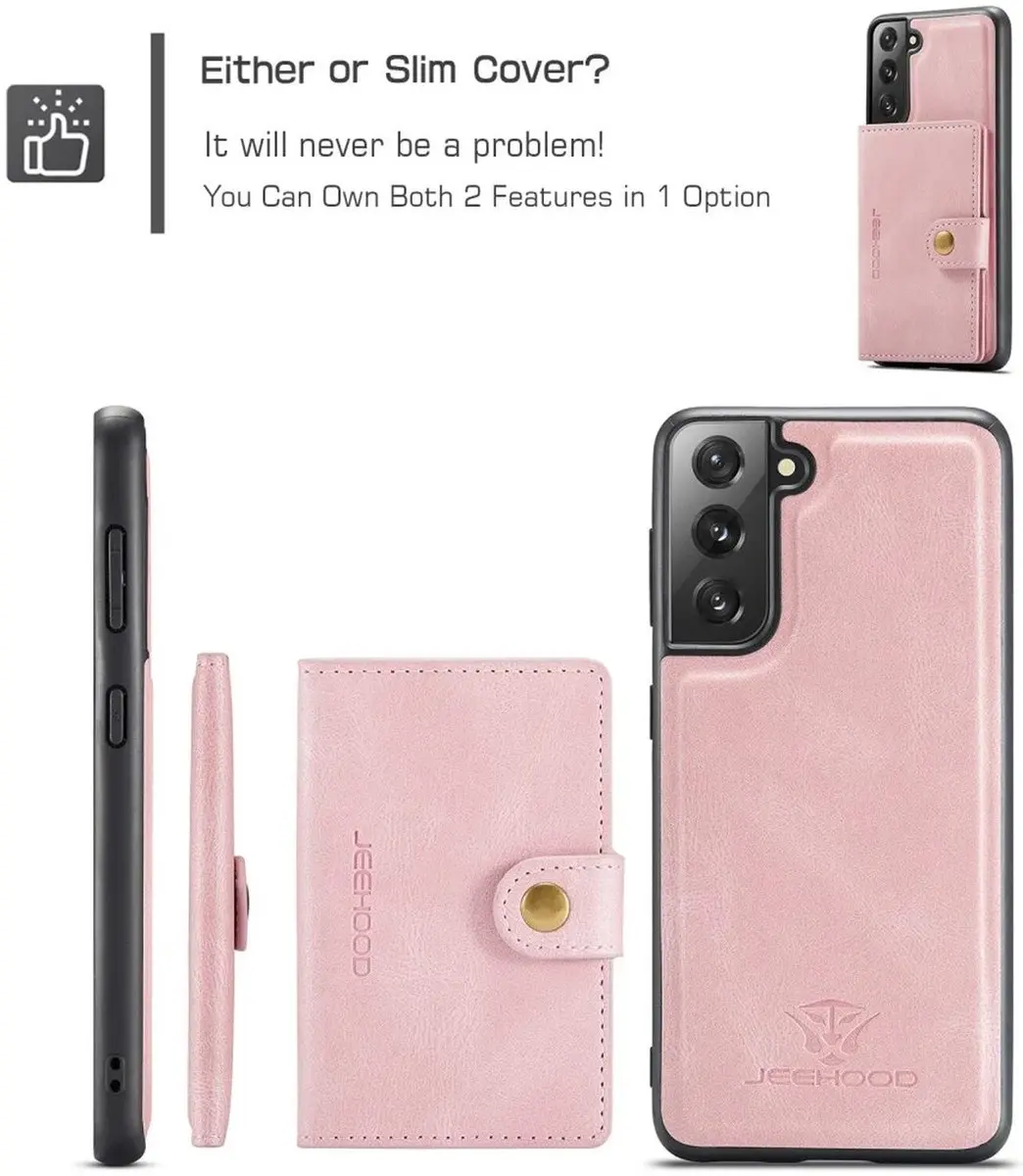 CaseMe JH-01 Hoesje Samsung Galaxy S22 - 4 Pasjes - Roze - afbeelding 5 van 6