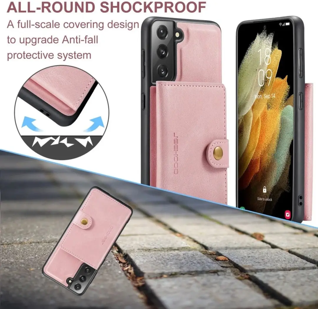 CaseMe JH-01 Hoesje Samsung Galaxy S22 - 4 Pasjes - Roze - afbeelding 4 van 6