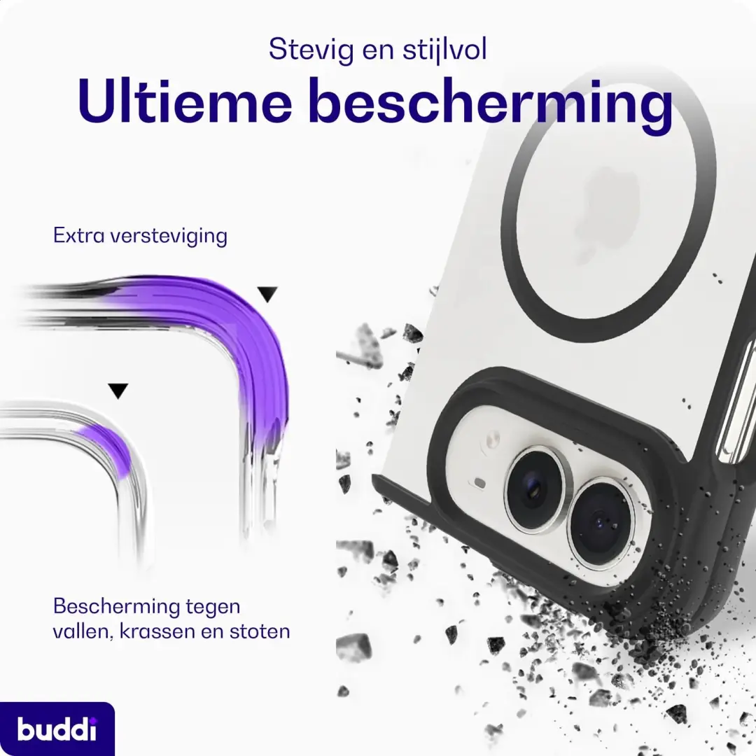 Buddi Hybrid Hoesje iPhone Duo MagSafe - Zwart - afbeelding 2 van 6