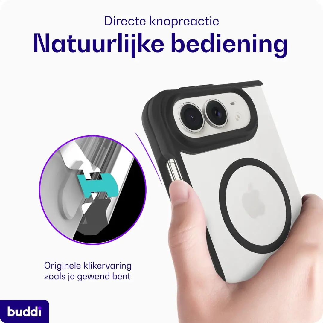 Buddi Hybrid Hoesje iPhone Duo MagSafe - Zwart - afbeelding 3 van 6