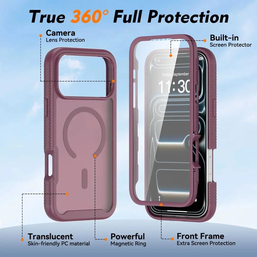 iPhone 18 Pro Max Hoesje Full Protect MagSafe - Matte Burgundy - afbeelding 6 van 6