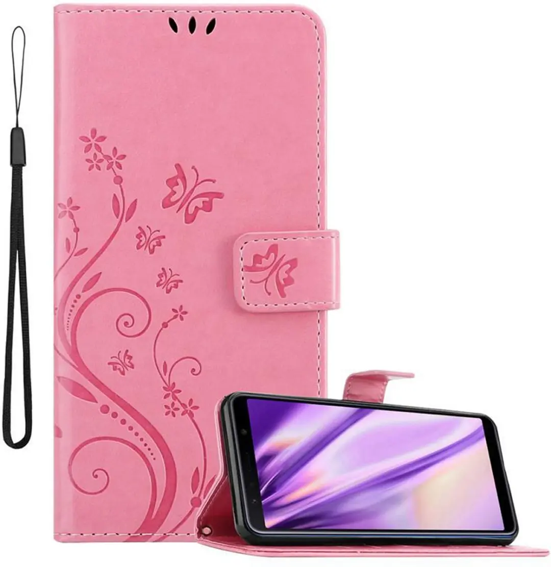 Cadorabo Hoesje geschikt voor Samsung Galaxy A7 2018 in BLOEMEN ROZE