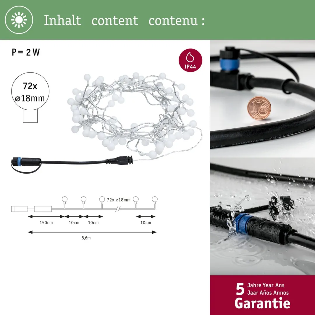 Paulmann Plug & Shine LED-lichtketting 48 Stuks - Warm Wit 3000K - Zwart - afbeelding 6 van 6