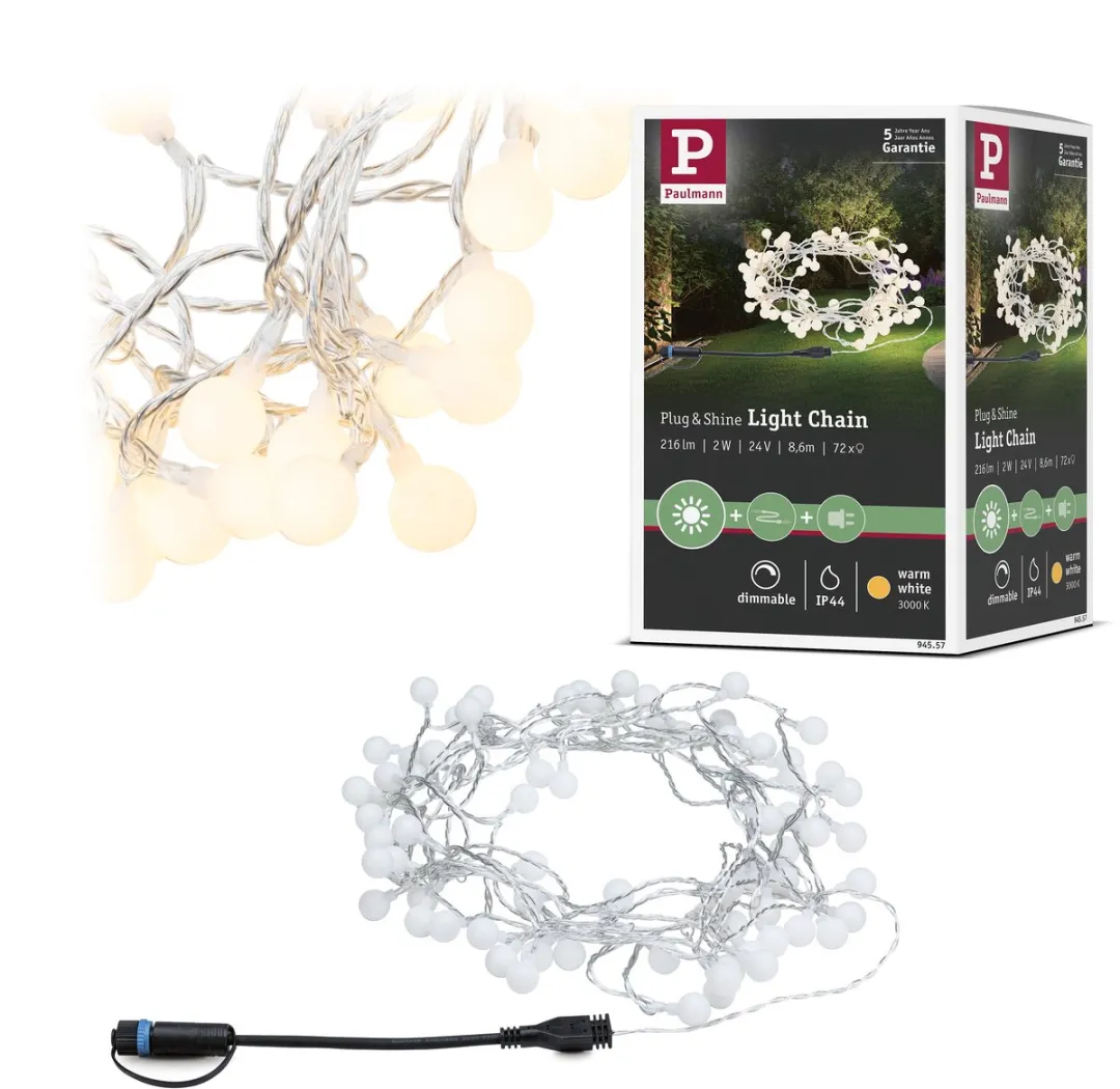 Paulmann Plug & Shine LED-lichtketting 48 Stuks - Warm Wit 3000K - Zwart