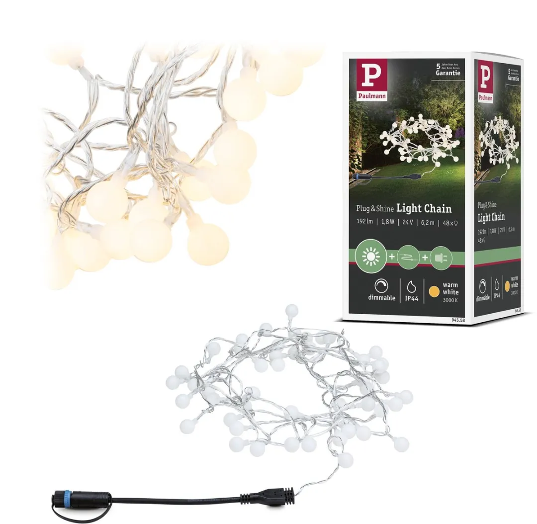 Paulmann Plug & Shine LED-lichtketting 48 Stuks - Warm Wit 3000K - Zwart