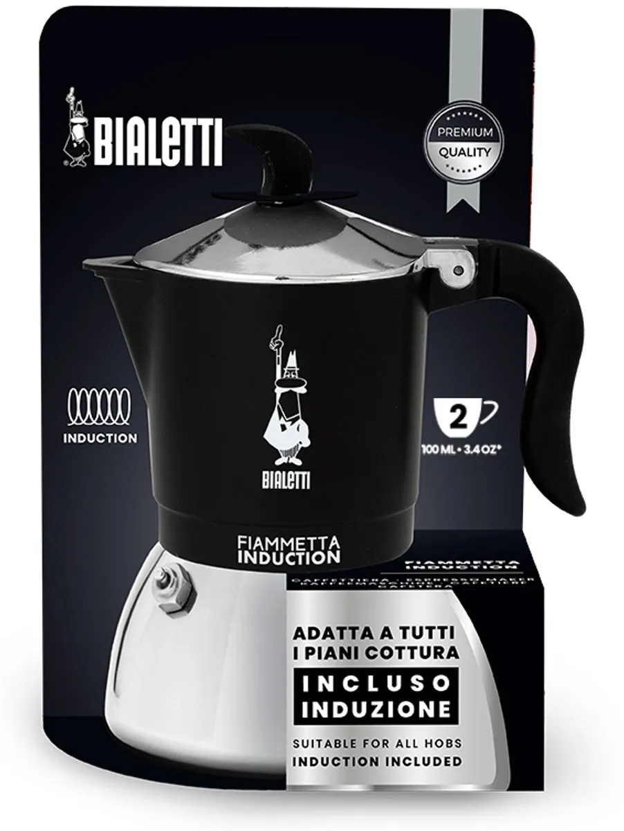 Bialetti Fiammetta Induction Moka Express 0,1L - Zwart/RVS