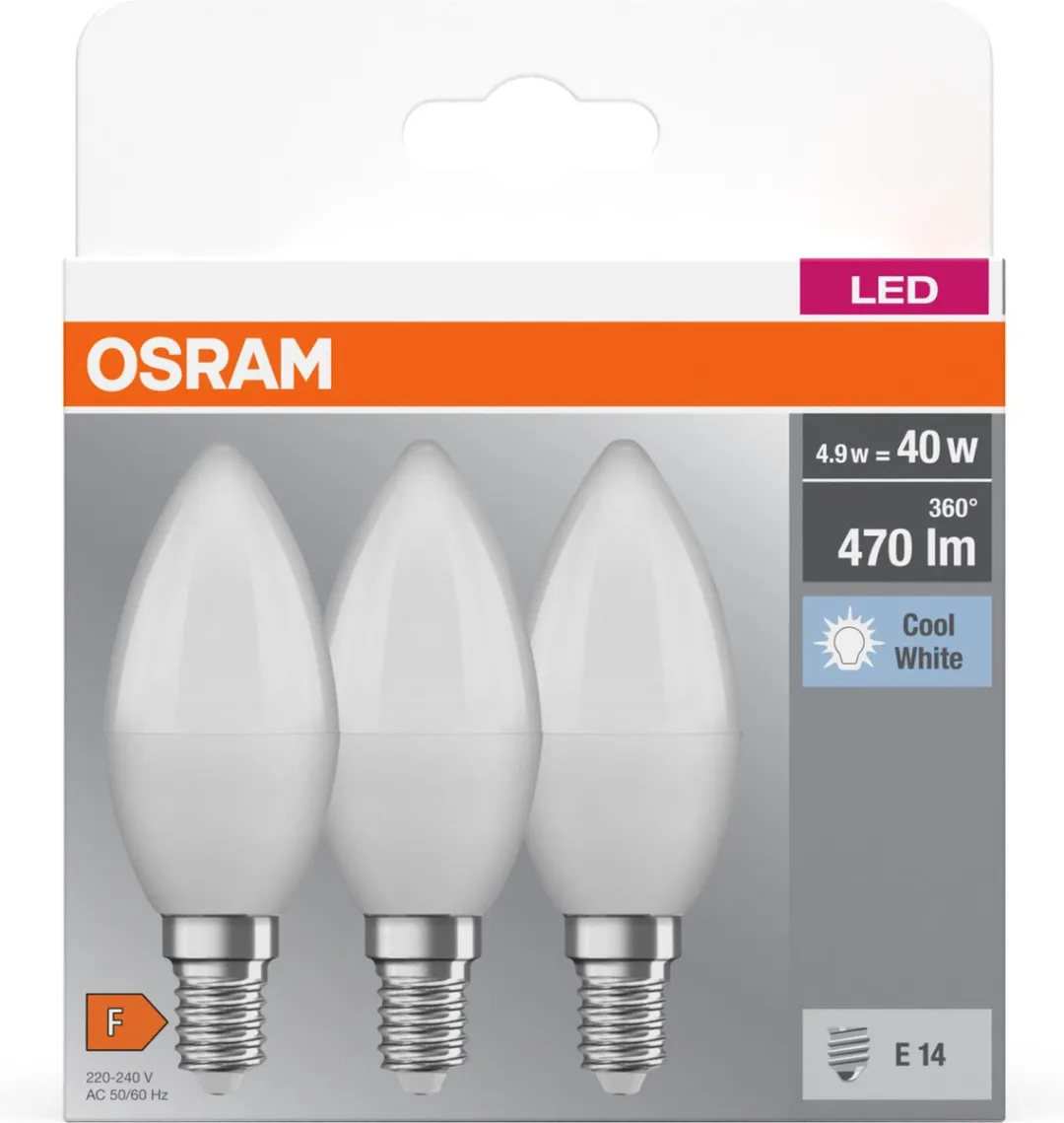 Osram LED Kaarslamp E14 5.5W 4000K - Mat - 3 Stuks
