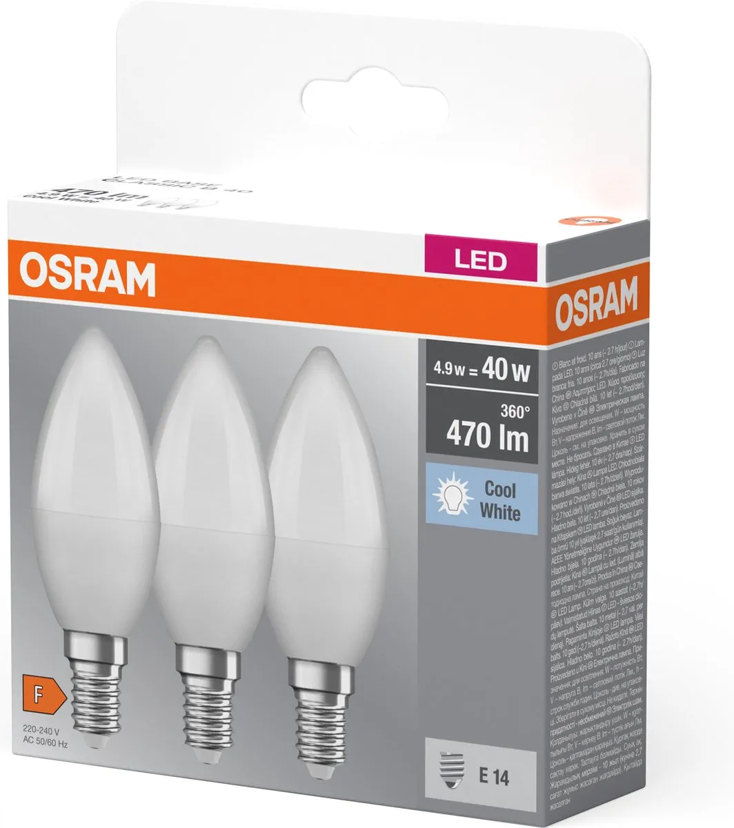 Osram LED Kaarslamp E14 5.5W 4000K - Mat - 3 Stuks - afbeelding 6 van 6