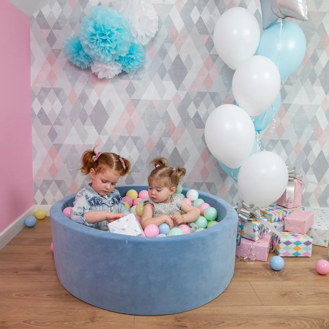 KiddyMoon Kinderballen 300 Stuks 7cm - Pastelbeige/Blauw/Wit