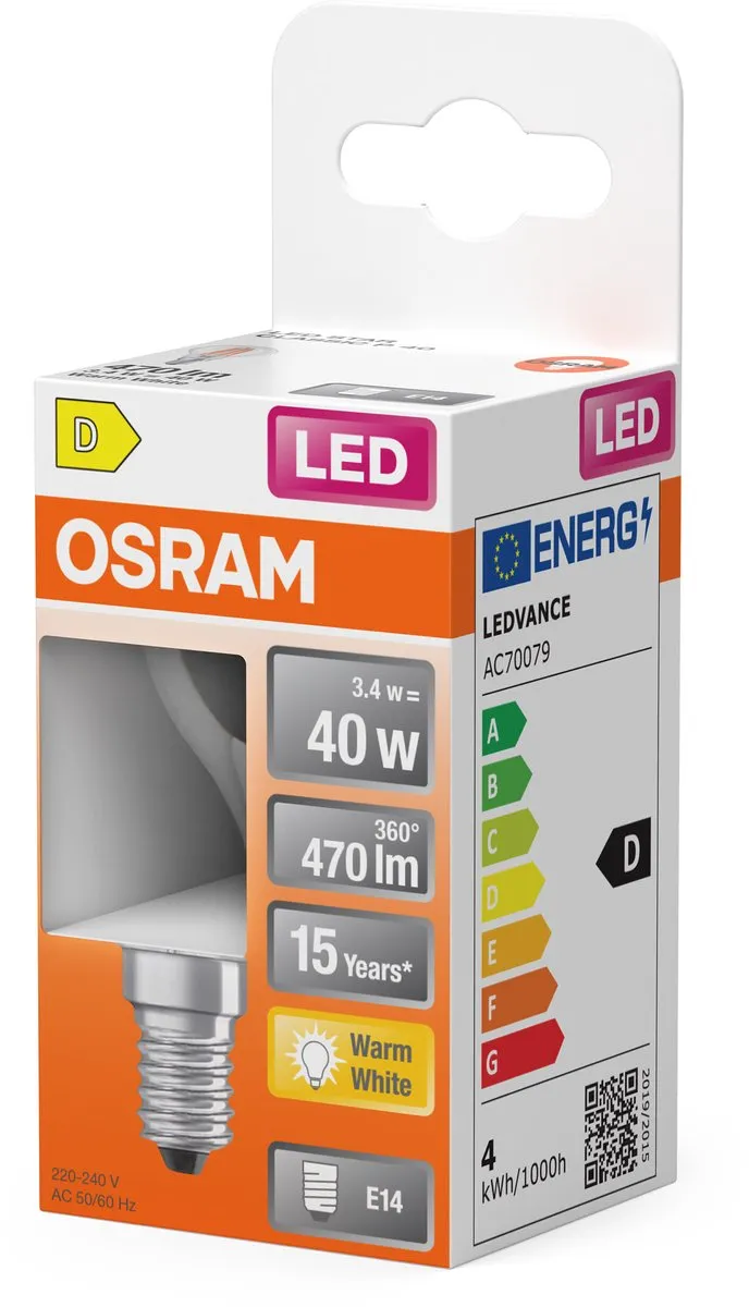 Osram LED Retrofit Classic P 3.4W E14 - Warm wit 2700K - Helder