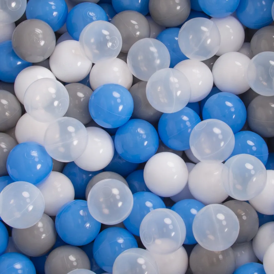 KiddyMoon Ballenbad 90x30cm - 300 Ballen ∅7cm - Donkergrijs/Wit/Blauw/Transparant