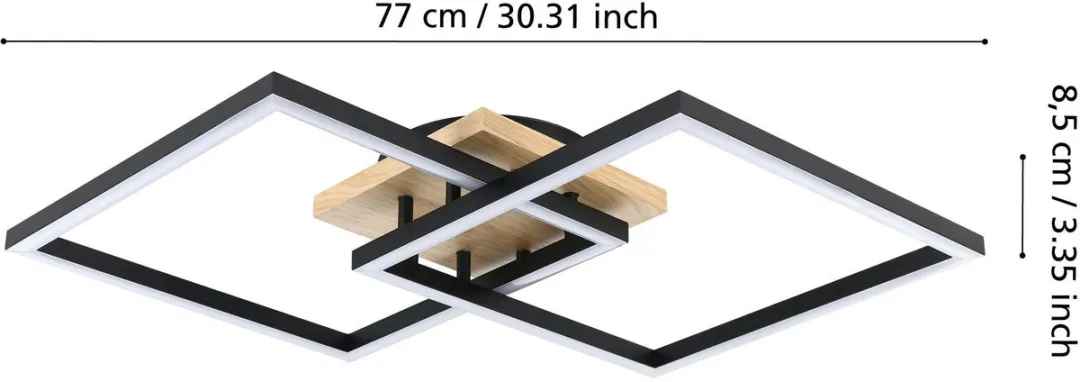 EGLO connect.z Lomaltas-Z Plafondlamp 77cm - Zwart/Bruin