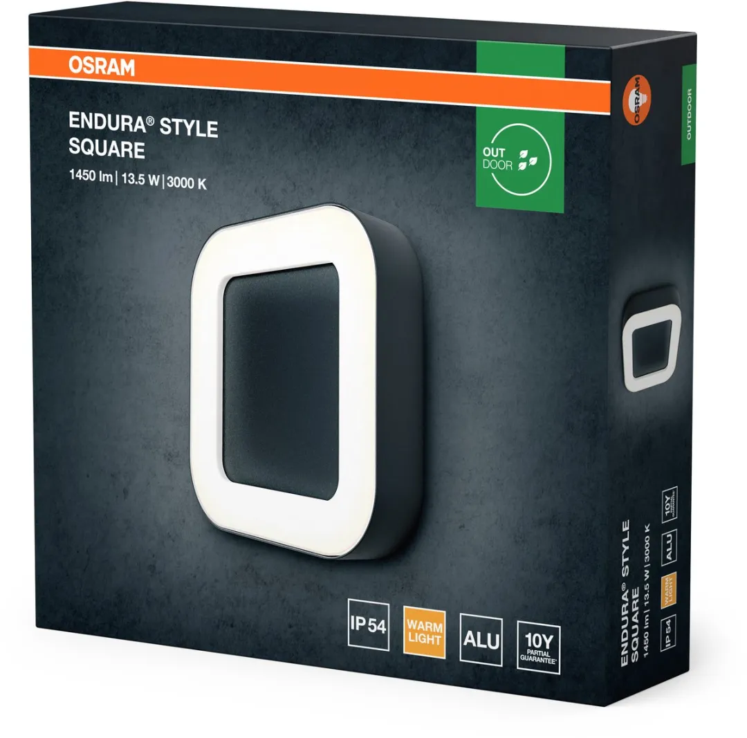 Osram Endura Style Square LED Wand-/Plafondlamp 13.5W - Donkergrijs - afbeelding 6 van 6