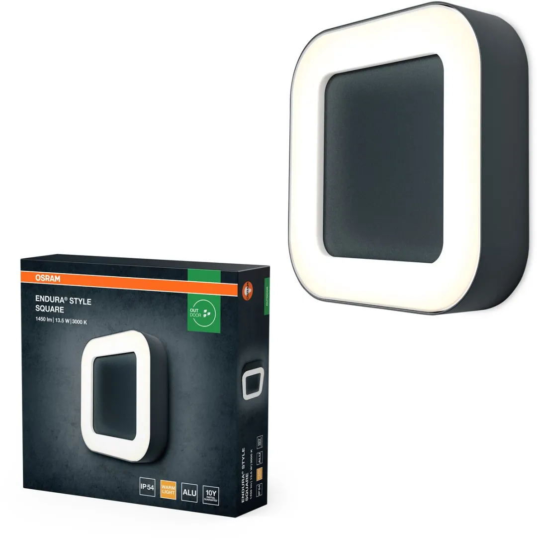 Osram Endura Style Square LED Wand-/Plafondlamp 13.5W - Donkergrijs